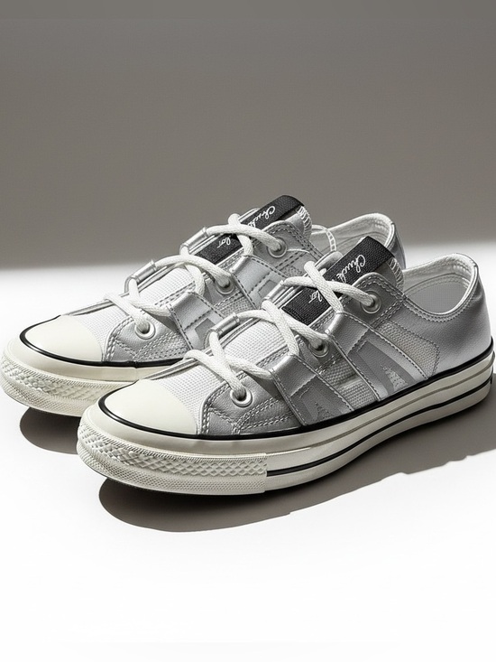 Converse Shoes - Converse Chuck 70 Low "Metallic Pack" Silver White Sneakers - Style A15188 6.5
